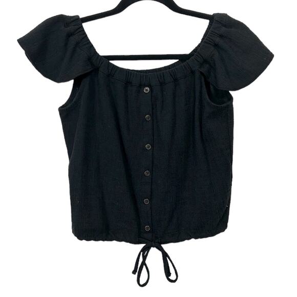 Madewell Black Woven Off The Shoulder Top Women’s Size Small - Picture 1 of 6